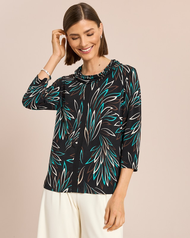 Shirt mit halsfernem Rollkragen