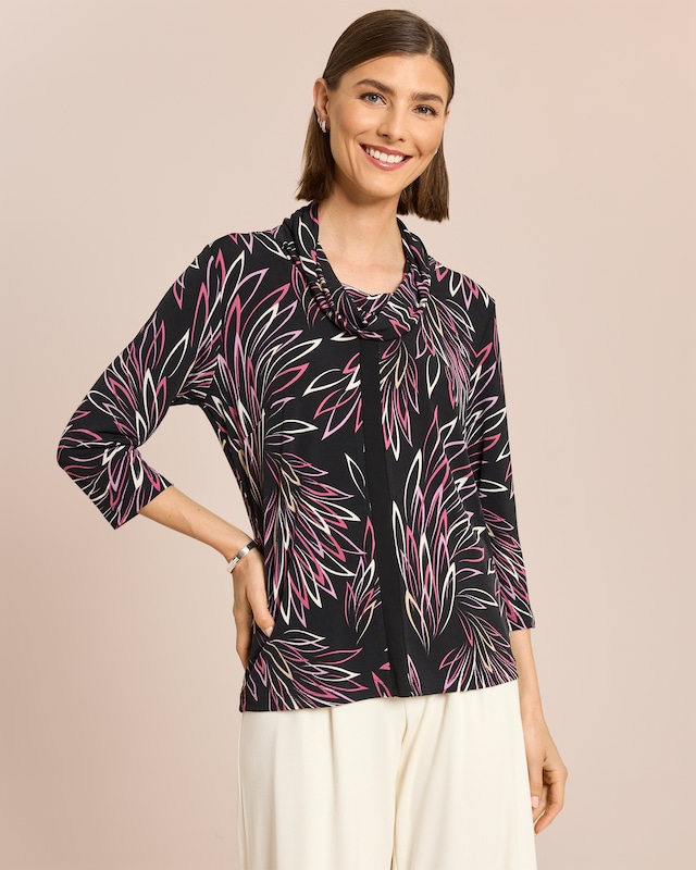 Shirt mit halsfernem Rollkragen