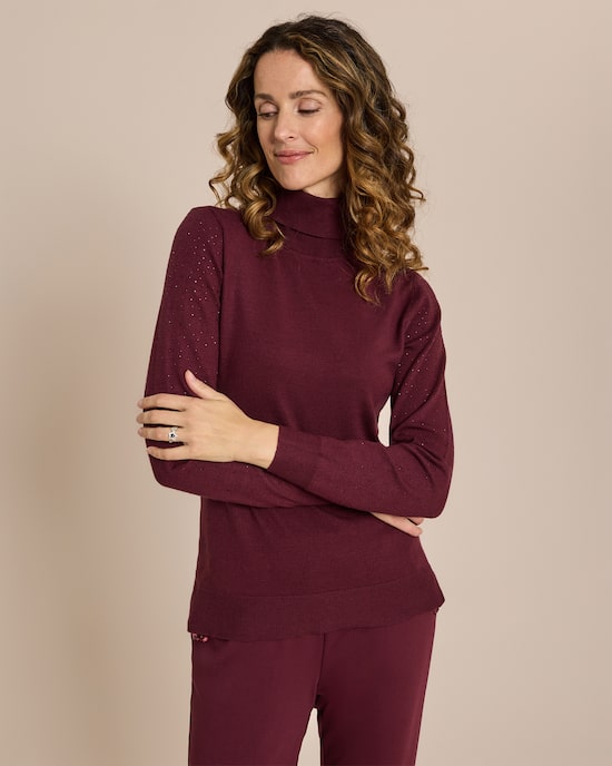 Produktabbildung für Rollkragenpullover mit Strassbesatz