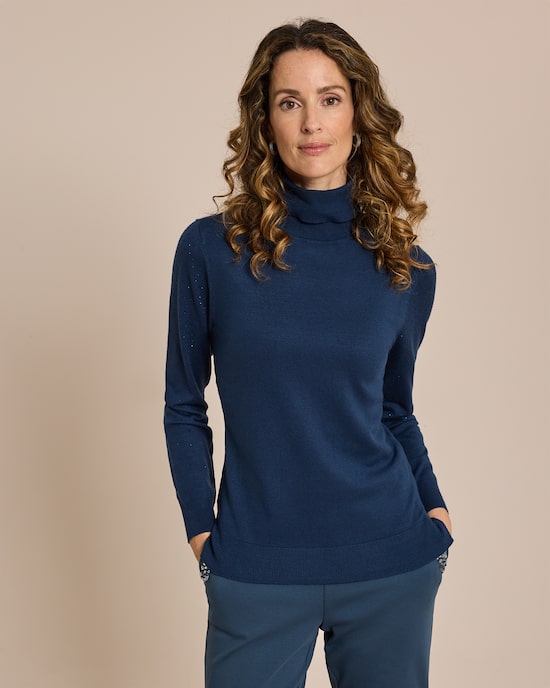 Produktabbildung für Rollkragenpullover mit Strassbesatz