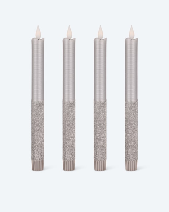 Produktabbildung für LED-Stabkerzen in Metallic-Glitzer, 4tlg.