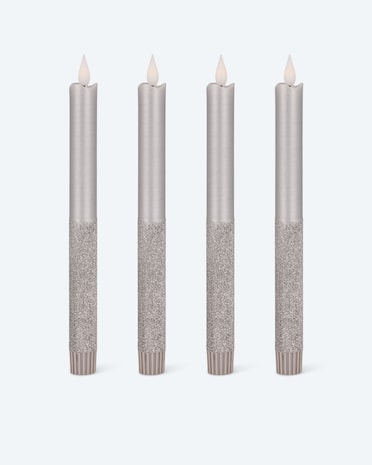 Produktabbildung für LED-Stabkerzen in Metallic-Glitzer, 4tlg.