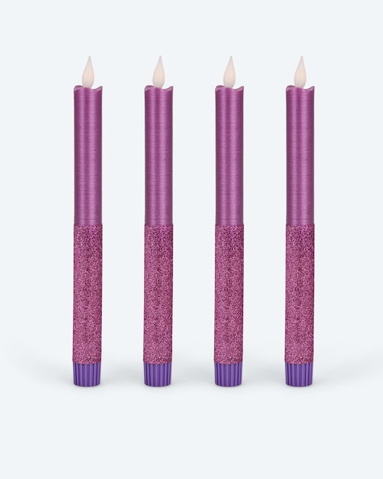 Produktabbildung für LED-Stabkerzen in Metallic-Glitzer, 4tlg.
