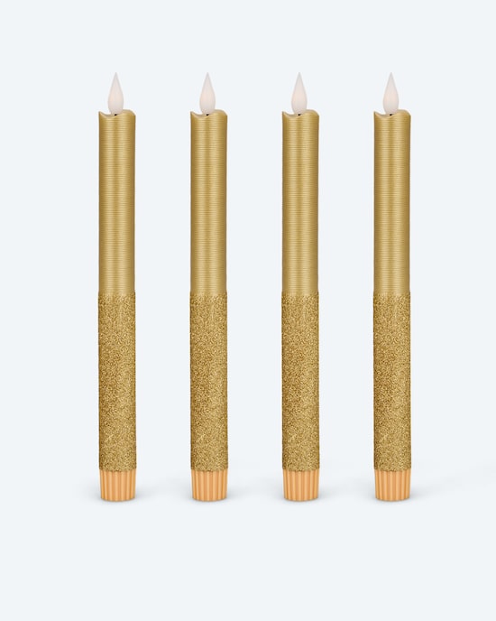 Produktabbildung für LED-Stabkerzen in Metallic-Glitzer, 4tlg.