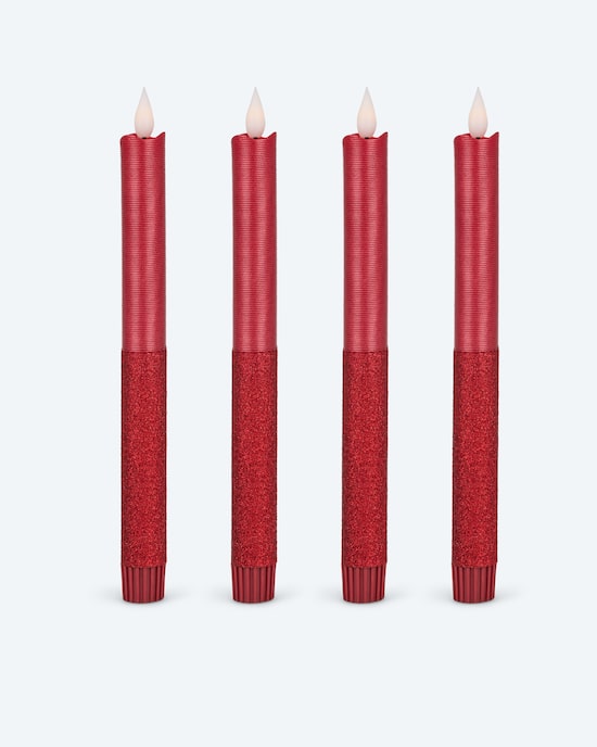 Produktabbildung für LED-Stabkerzen in Metallic-Glitzer, 4tlg.