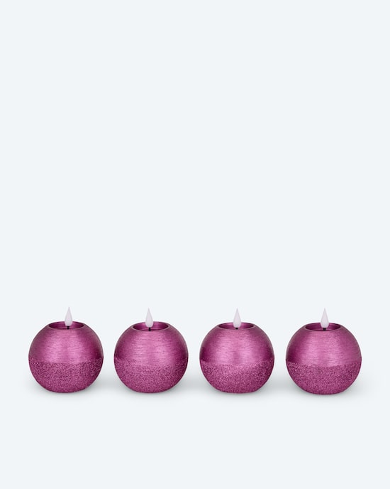 Produktabbildung für LED-Kugelkerzen in Metallic-Glitzer, 4tlg.