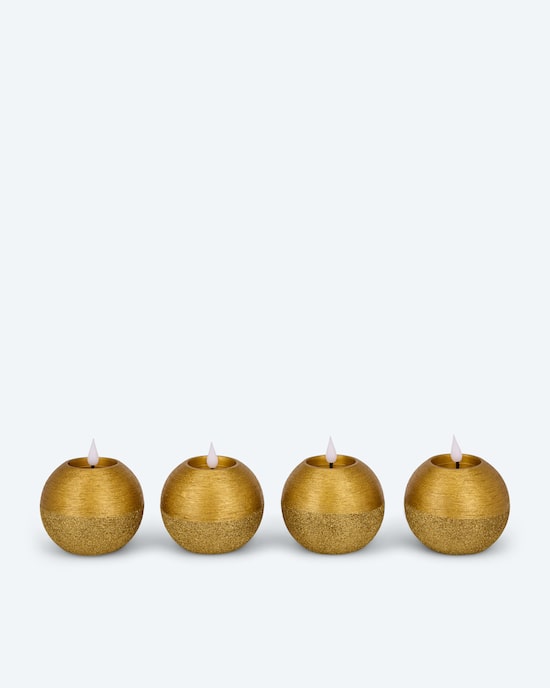 Produktabbildung für LED-Kugelkerzen in Metallic-Glitzer, 4tlg.