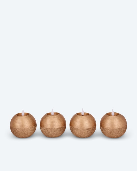 Produktabbildung für LED-Kugelkerzen in Metallic-Glitzer, 4tlg.