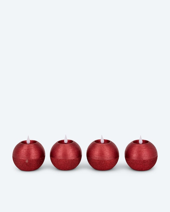 Produktabbildung für LED-Kugelkerzen in Metallic-Glitzer, 4tlg.