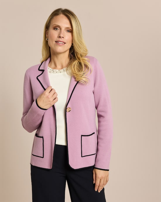 Produktabbildung für Strickblazer mit Kontrasteinfassung