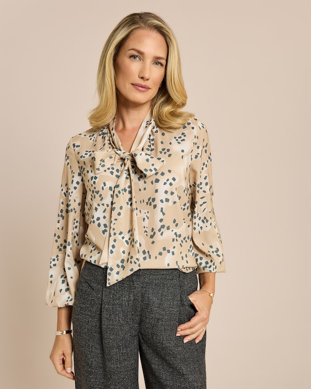 Crepe de Chine Bluse mit Schluppe