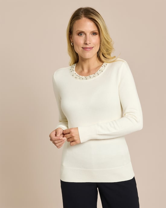 Produktabbildung für Pullover mit Perlendeko