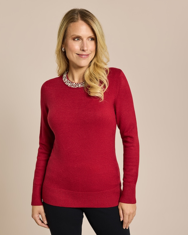 Pullover mit Perlendeko