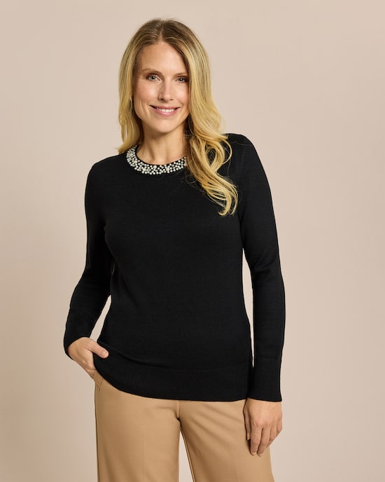 Produktabbildung für Pullover mit Perlendeko