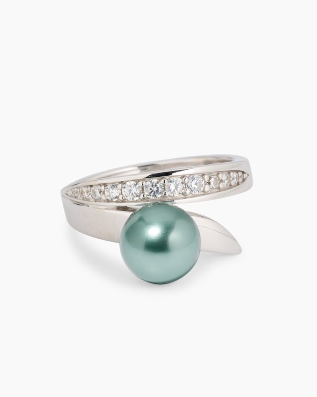 Ring mit MK-Perle 8 mm und Zirkonia