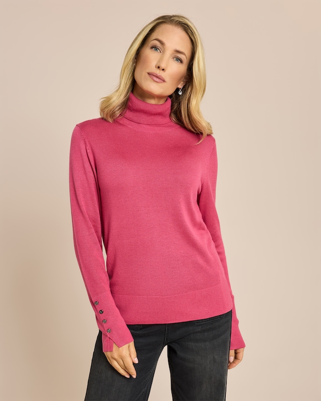 Rollkragenpullover mit Schlitz am Arm