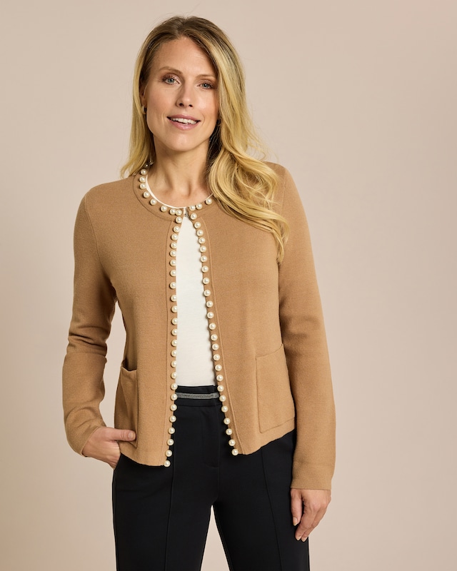 Cardigan mit Perlendeko