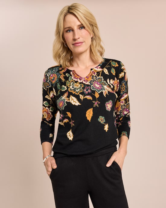 Produktabbildung für Classic Pullover Paisley-Blüten-Optik