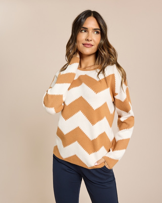 Pullover in Zick-Zack Jacquard Muster