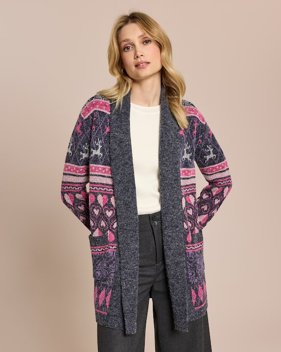 Produktabbildung für Jacquard Cardigan mit Hirschmotiv