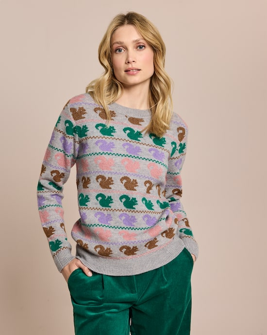 Produktabbildung für Pullover mit bunten Eichhörnchen