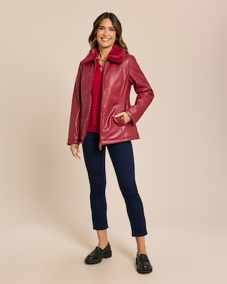Produktabbildung 3 für Lederimitatjacke mit Webpelzkragen