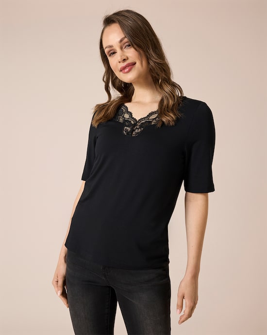 Produktabbildung für Shirt mit Spitzenbesatz