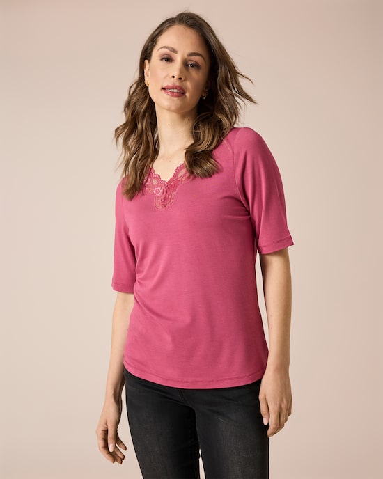 Produktabbildung für Shirt mit Spitzenbesatz