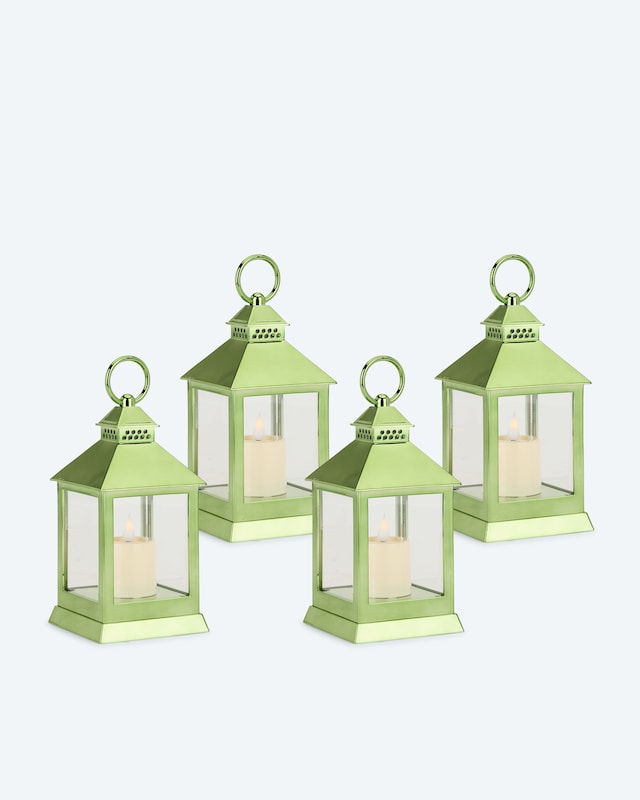 4 Outdoor Laternen Shiny mit LED Kerze