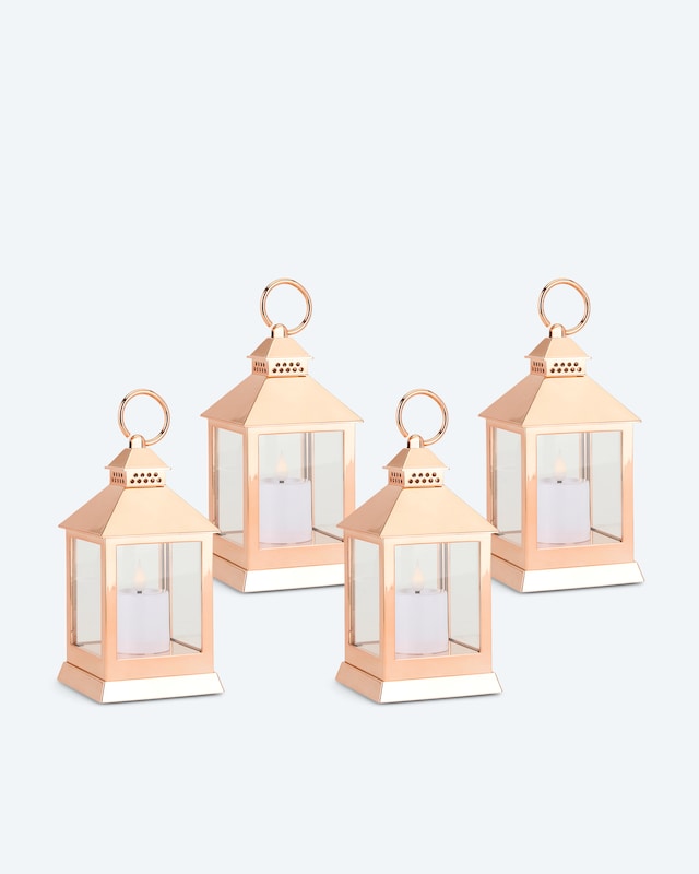 4 Outdoor Laternen Shiny mit LED Kerze