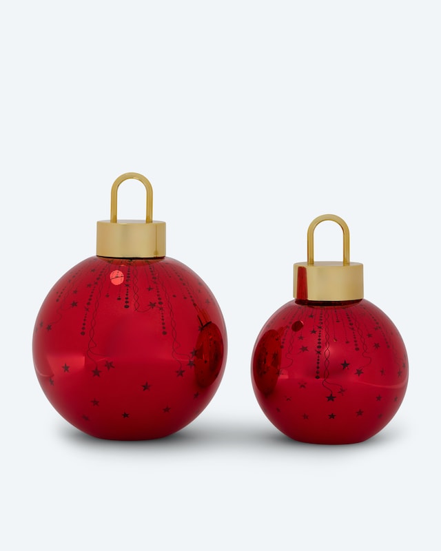 LED-Weihnachtskugel aus Glas, 2tlg.