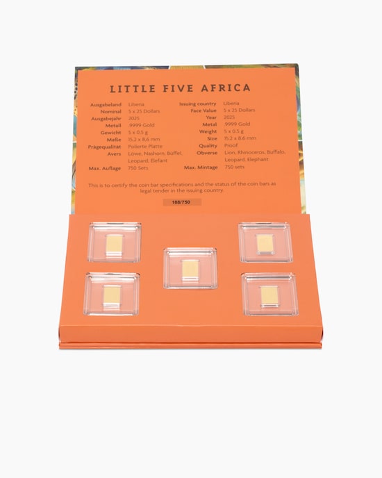 Produktabbildung für Goldbarren Little Five Afrika, 5tlg.