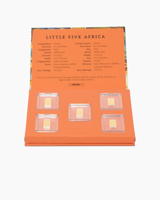Goldbarren Little Five Afrika, 5tlg.