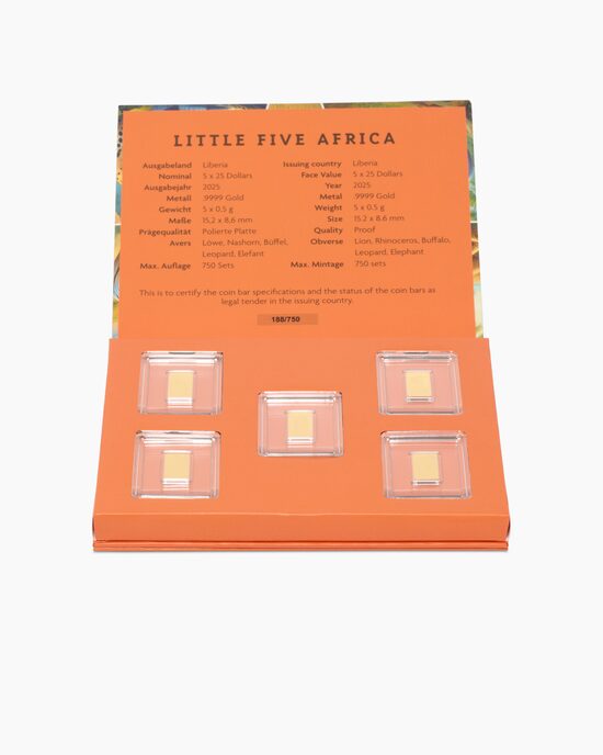 Produktabbildung für Goldbarren Little Five Afrika, 5tlg.