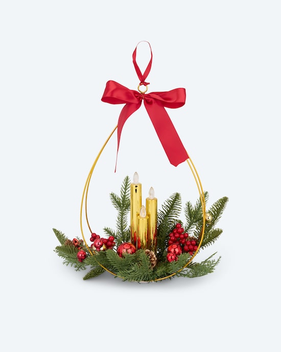 Produktabbildung für Kranz in Tropfenform mit Shiny LED-Kerzen