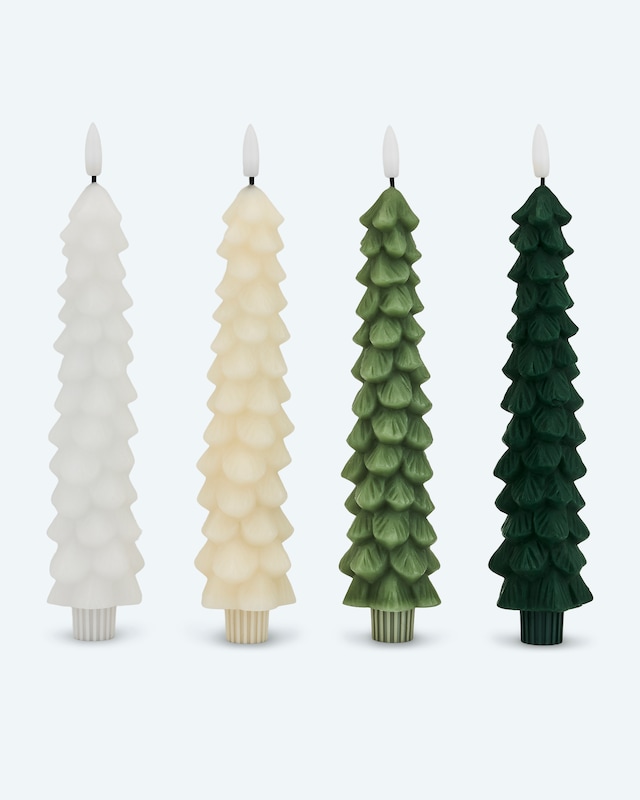 LED-Stabkerzen im Tannenbaumdesign, 4tlg.