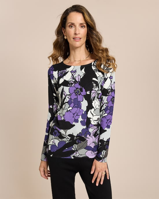 Produktabbildung für Classic Pullover mit abstraktem Blume