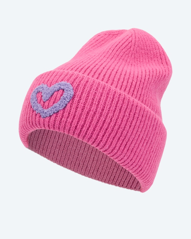 Strickmütze mit Herz Applikation