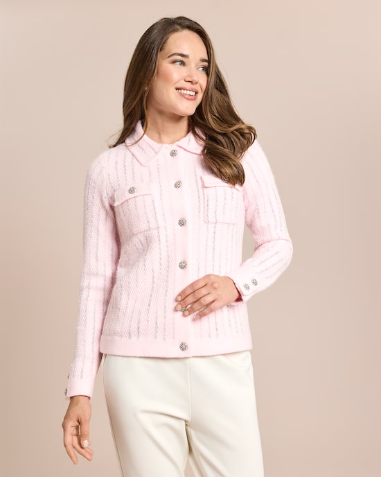 Produktabbildung für Strickcardigan mit Schmuckknöpfen