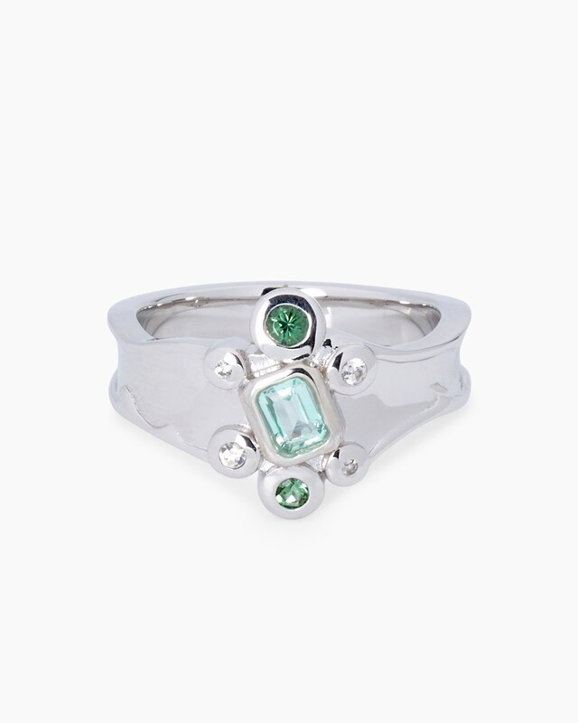 Ring mit Beryl, Turmalin und Zirkon