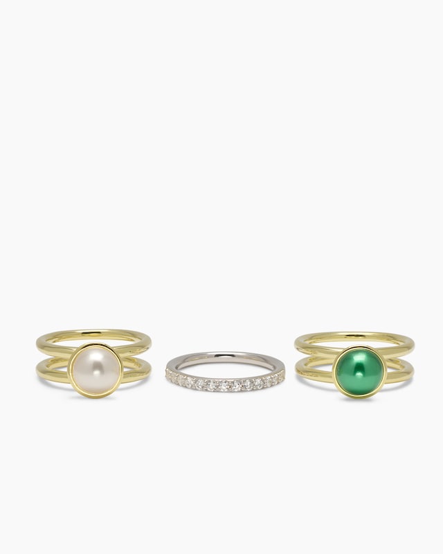 Verwandlungsring 3er Set mit MK-Perle 8 mm und Zirkonia