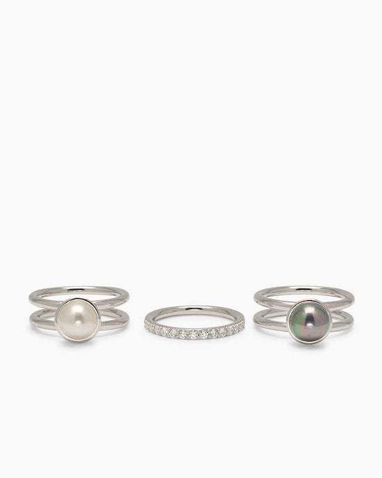 Produktabbildung für Verwandlungsring 3er Set mit MK-Perle 8 mm und Zirkonia