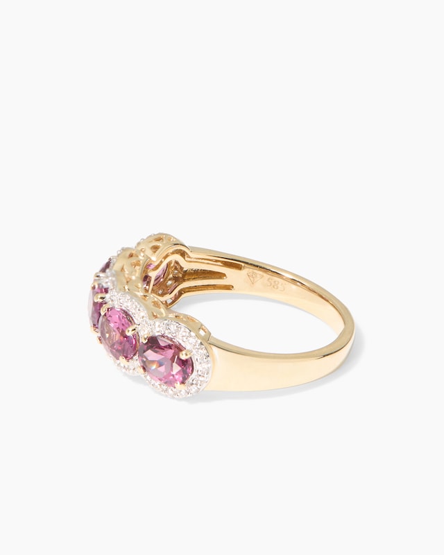 Ring mit Malawi Granat + Brillant