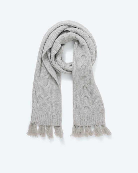 Produktabbildung für Strickschal, Zopfmuster und Fransen
