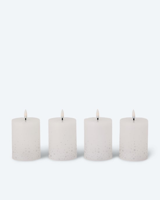 Produktabbildung für LED-Stumpenkerzen mit Glitzersternen, 4tlg.