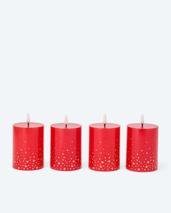 Produktabbildung für LED-Stumpenkerzen mit Glitzersternen, 4tlg.