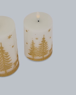 Produktabbildung 4 für LED-Stumpenkerzen mit Glitzerwald, 3tlg.