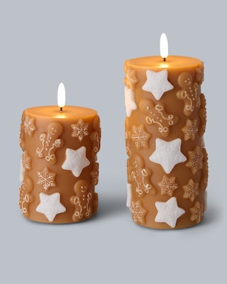 Produktabbildung 2 für LED-Stumpenkerzen im Lebkuchendesign, 2tlg.