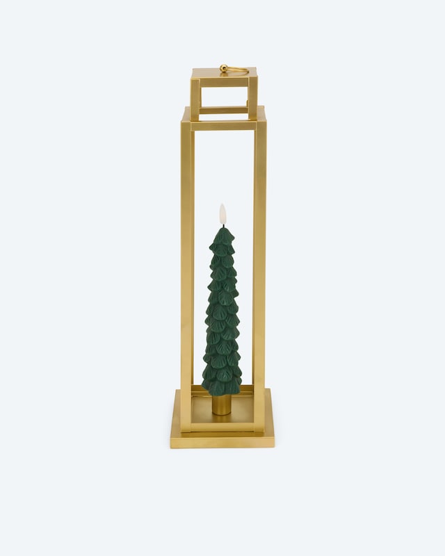 Laterne mit LED-Stabkerze "Tannenbaum"