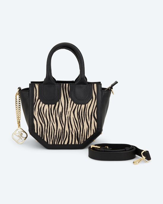Produktabbildung für Ledertasche, Zebra Design mit Nieten